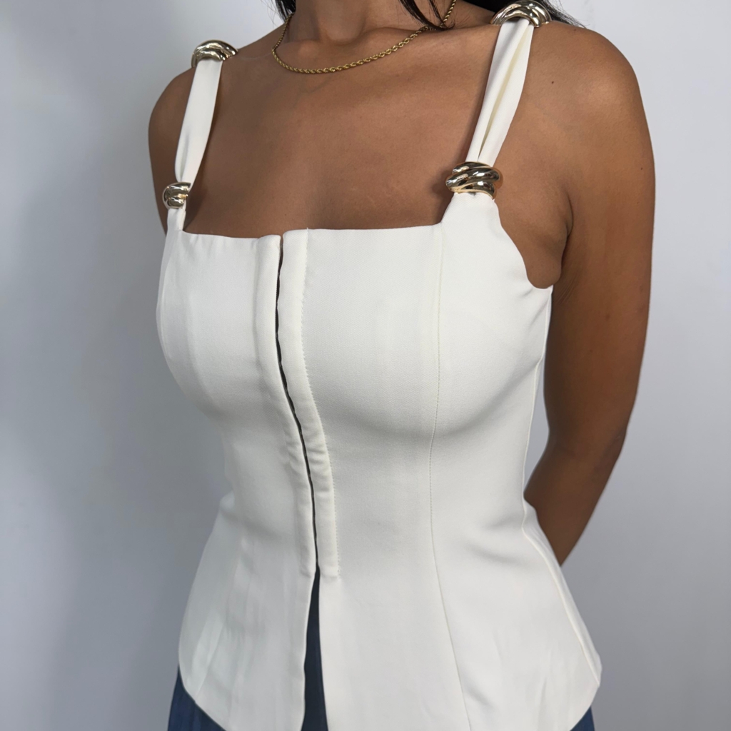 Beige Golden Corset Top