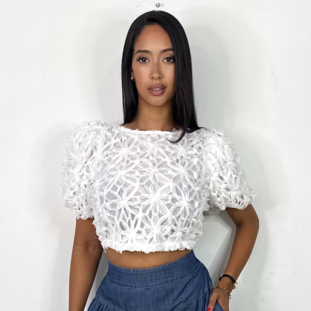 White Flower Lace White Top