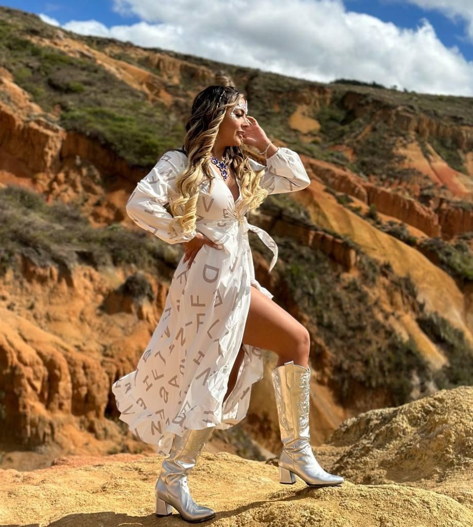 Mixed Letters White Maxi Dress