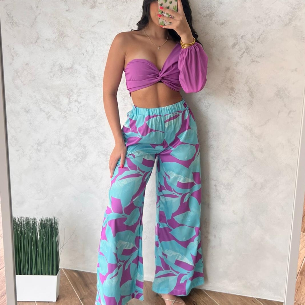 Violet Teal Flower Set