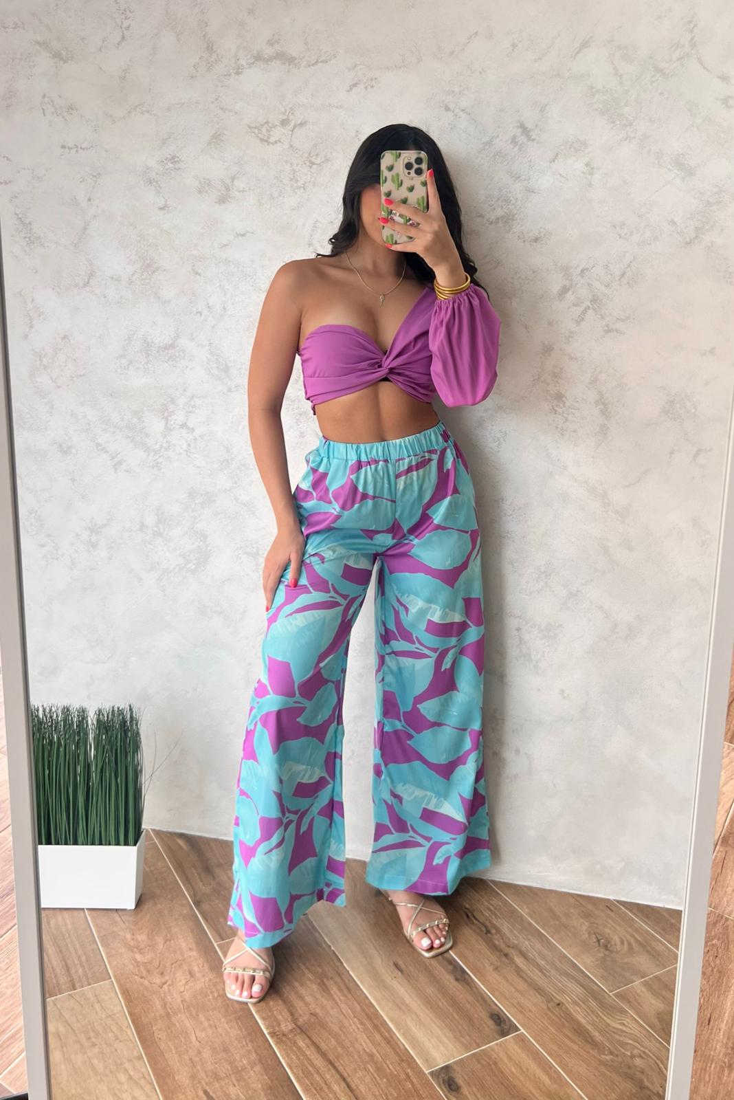 Violet Teal Flower Set