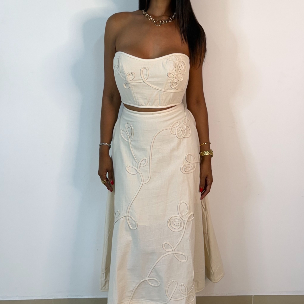 Minimalist Cream Strapless Set