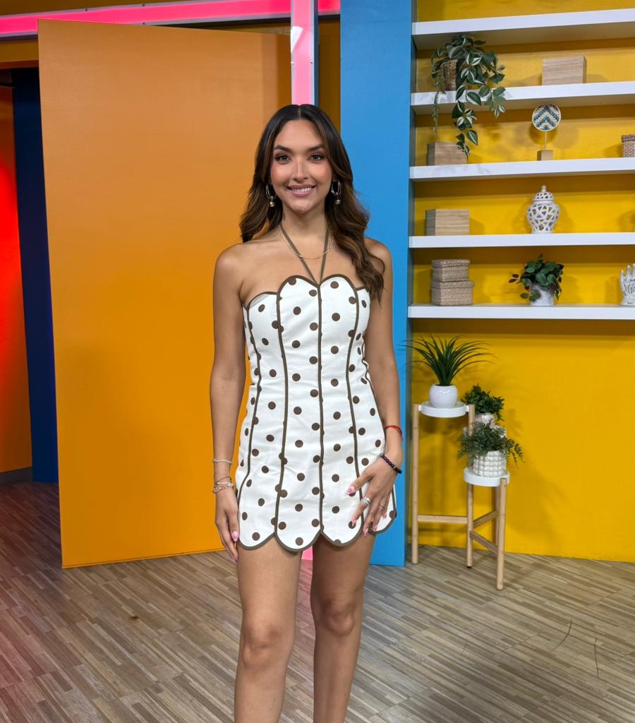 CHOCOLATE POLKA DOT MINI DRESS